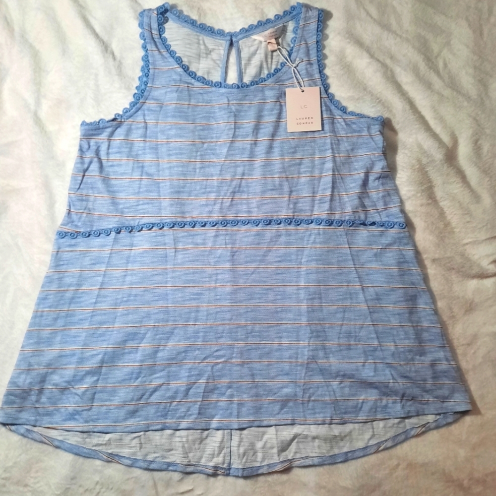 LC Lauren Conrad Peplum Tank Size Large. Color: Fiona Blue